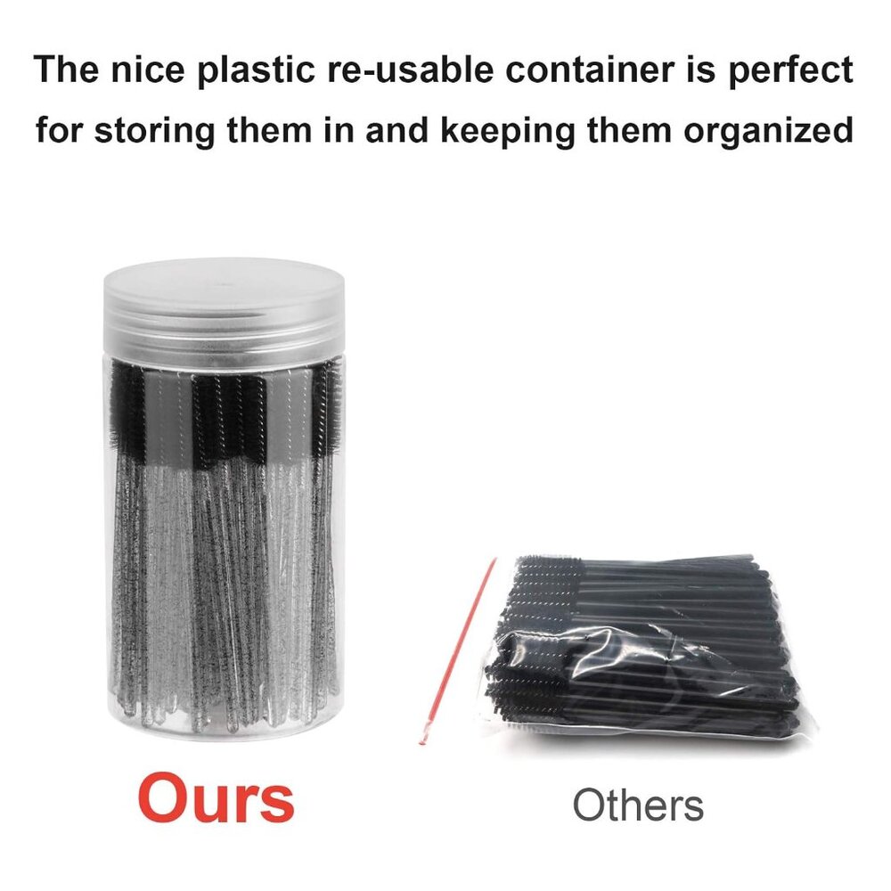 Soft Fiber Eyelash Brush Kit - 100PCS Disposable Applicators with Container - Picture 4 of 7